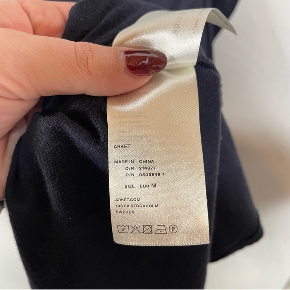 Arket Sweden Long Sleeve Cotton‎ Midi Dress Black Medium - Picture 8 of 8